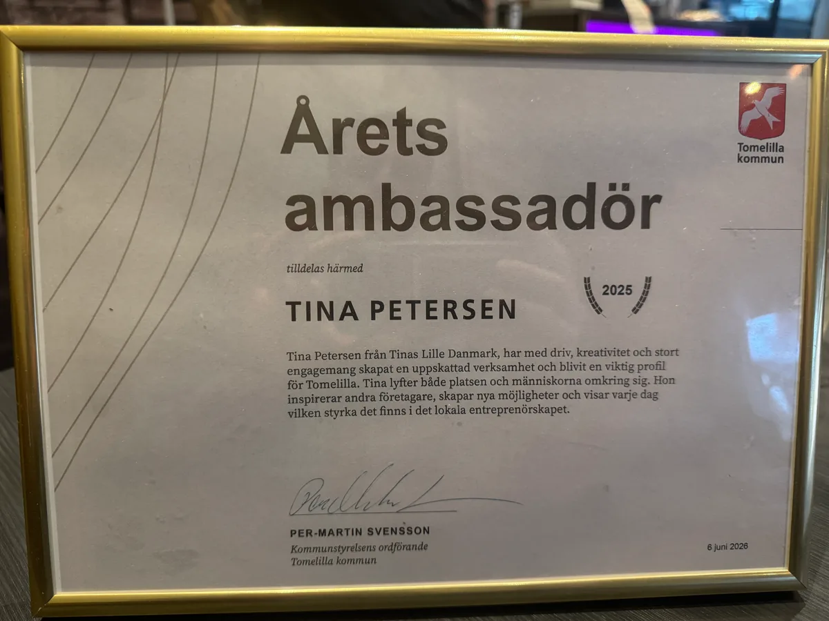 Årets ambassadör, Tomelilla kommun, tilldelad Tina Petersen